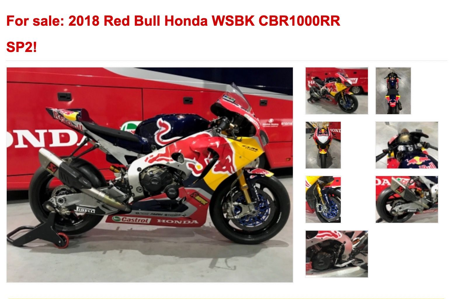 Sbk Ten Kate Racing Is Selling Nicky Hayden S Redbull Honda Gpone Com