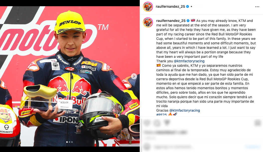 MotoGP, Fernandez saúda KTM: “Um pedaço do meu coração permanecerá laranja”