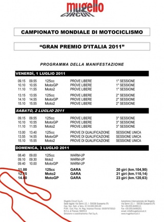Gli orari del Gran Premio di Italia 2011