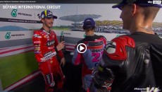MotoGP: VIDEO - Bagnaia, Bastianini e Quartararo a confronto prima del podio