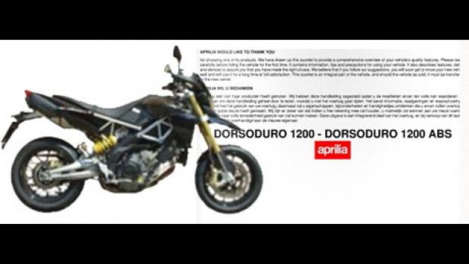 Moto - News: Aprilia Dorsoduro 1200: il manuale la "svela"