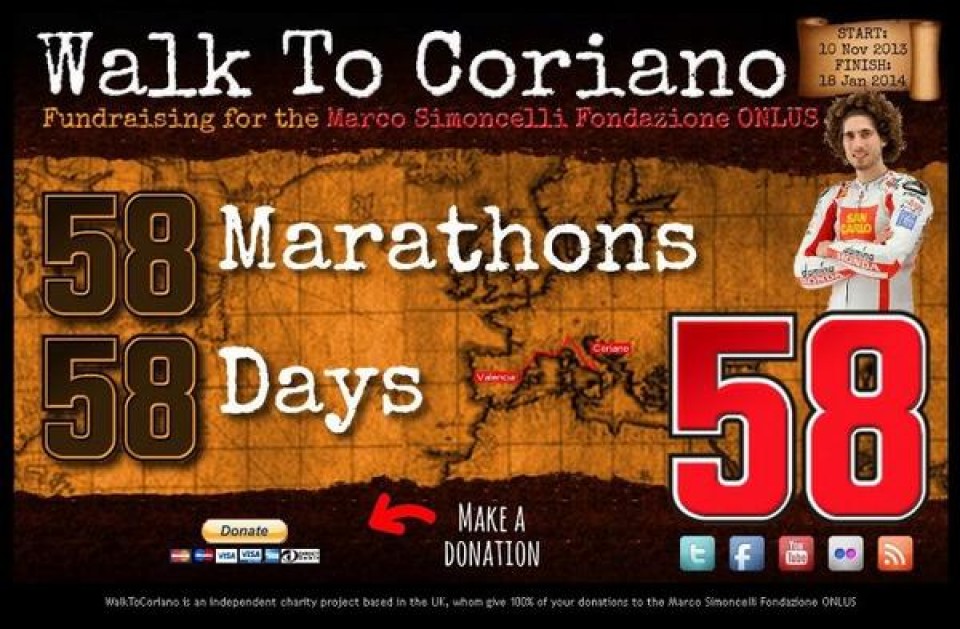 Moto - News: WalktoCoriano: 58 maratone in 58 giorni