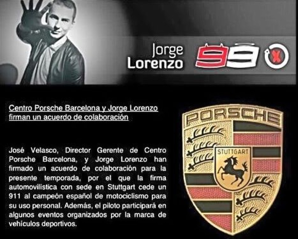 Moto - News: Lorenzo tentato dalla Porsche Cup