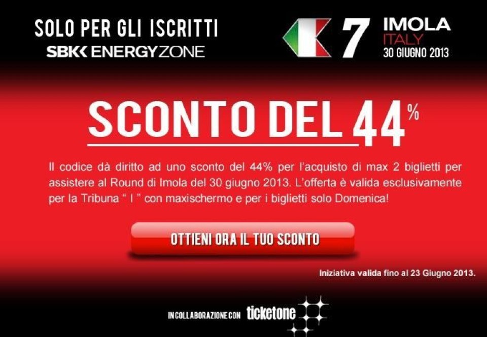 Moto - News: Superbike: Imola con il 44% di sconto