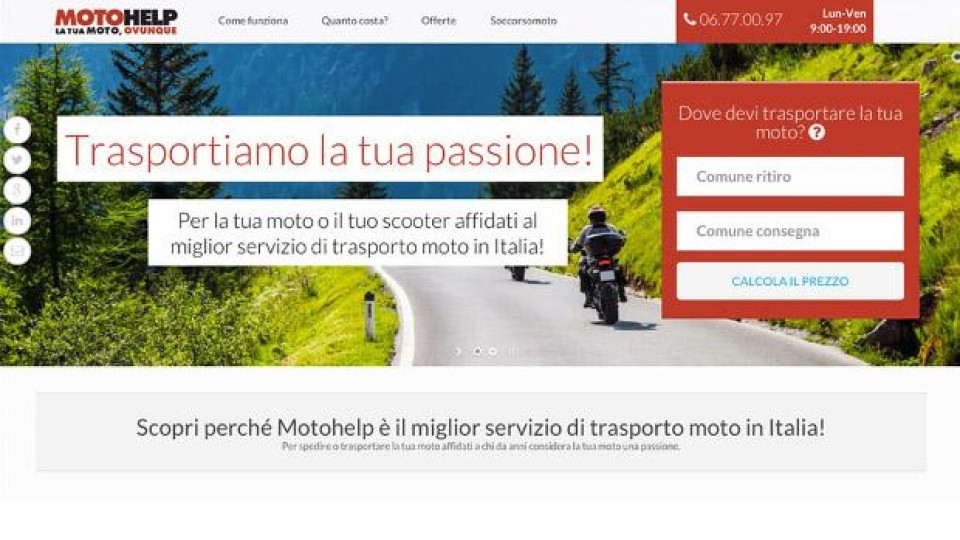 Moto - News: Nuovo sito per Motohelp.it, il servizio di trasporto moto!
