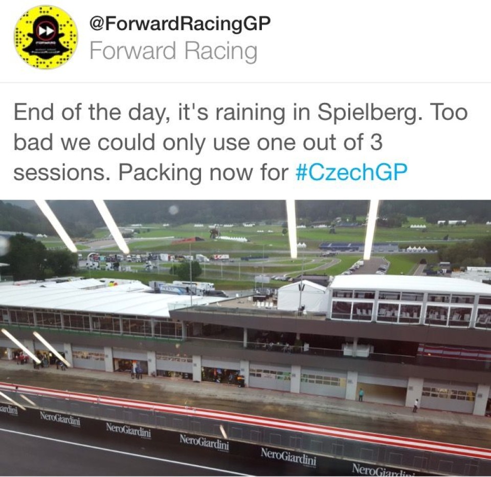 The rain interrupted the tests at the Red Bull Ring