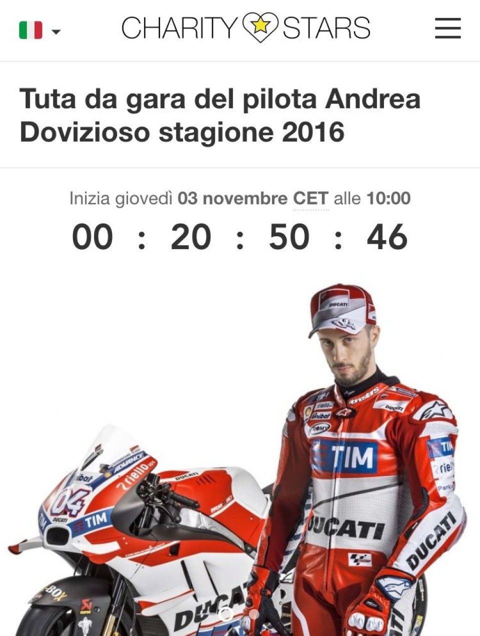 Dovizioso to auction his leathers for Amatrice