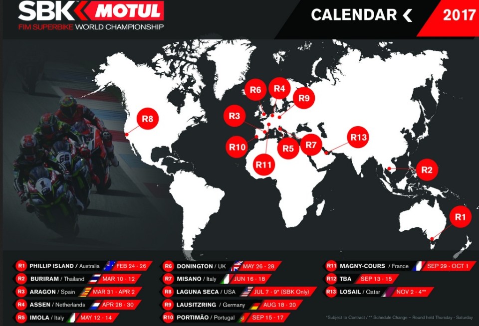 Here is the 2017 calendar of the Superbike