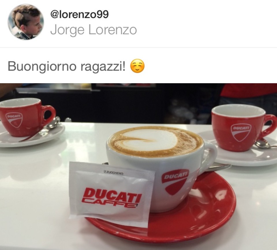 Lorenzo toast 2017 with a Ducati coffee