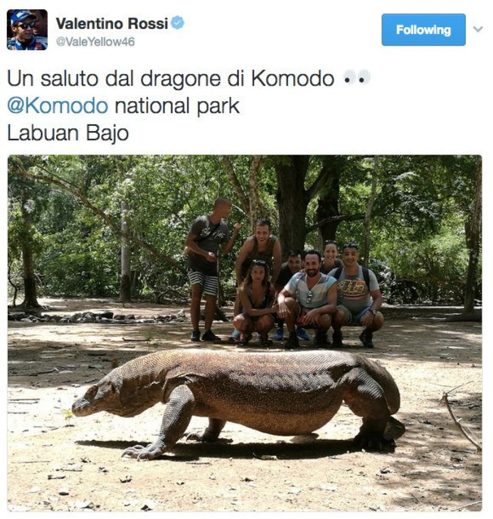 Valentino face to face with the Komodo Dragon