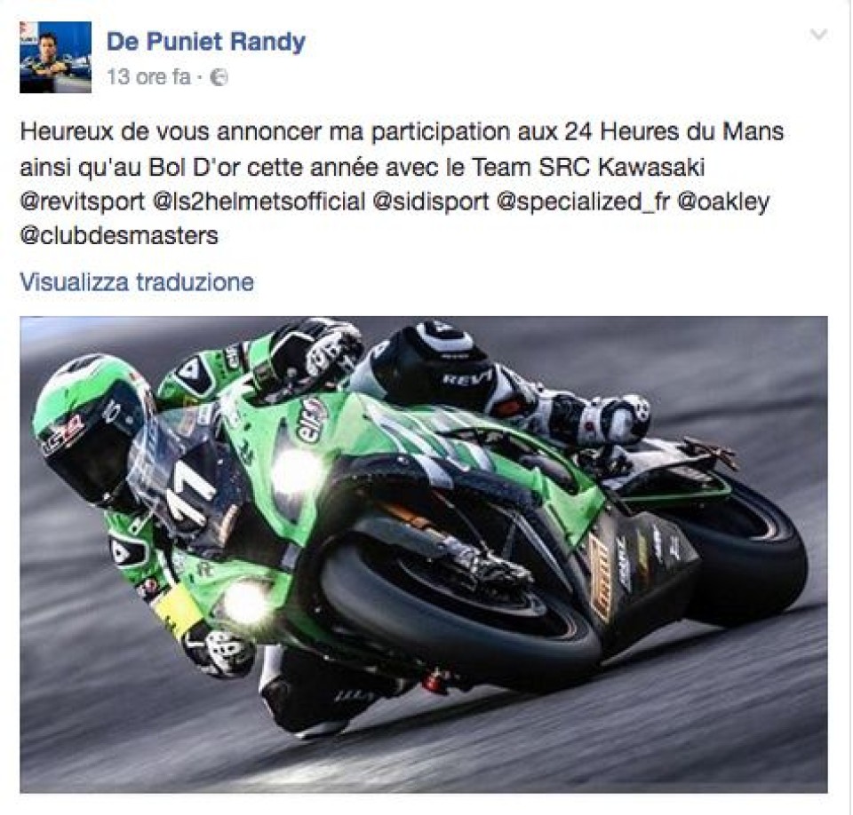 SBK: De Puniet correrà 24 Ore di Le Mans e Bol D'Or con Kawasaki