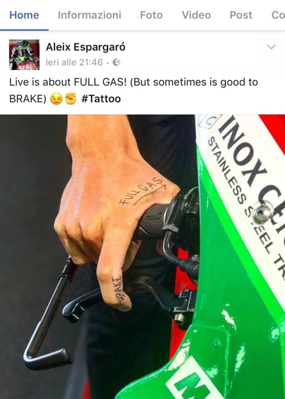 Motogp Aleix Espargaro A Tattoo At Full Gas Gpone Com