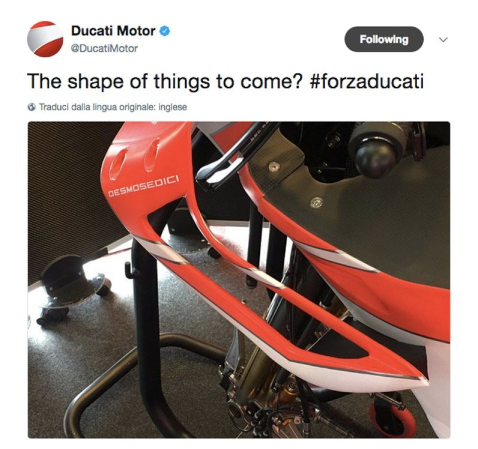 MotoGP: Ducati svela "un pezzo" di carena su Twitter