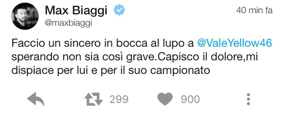 MotoGP: Gli auguri dell&#039;ex rivale. Max Biaggi: Valentino, mi dispiace