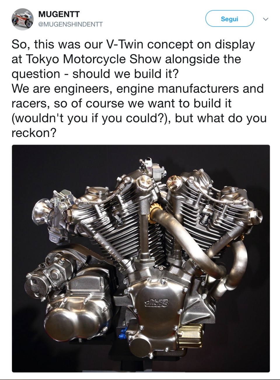 News: Mugen introduce il suo V-Twin concept al Tokyo Motorcycle Show 