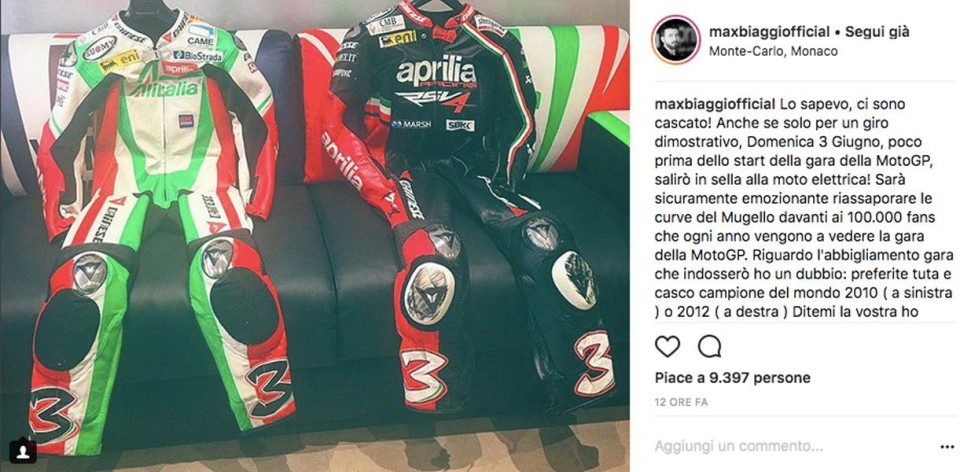 MotoE: Biaggi: "ci sono cascato". Guiderà la MotoE al Mugello