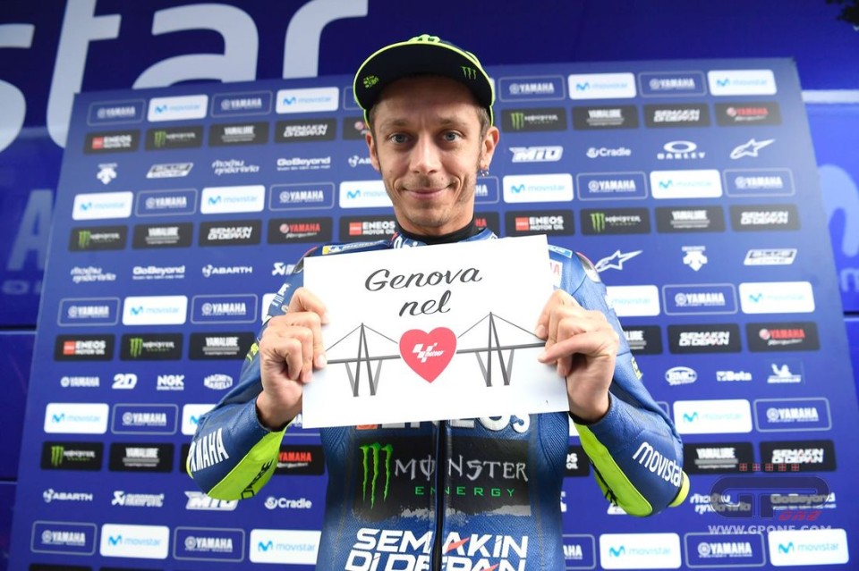 MotoGP: Valentino rende omaggio alla vittime di Genova