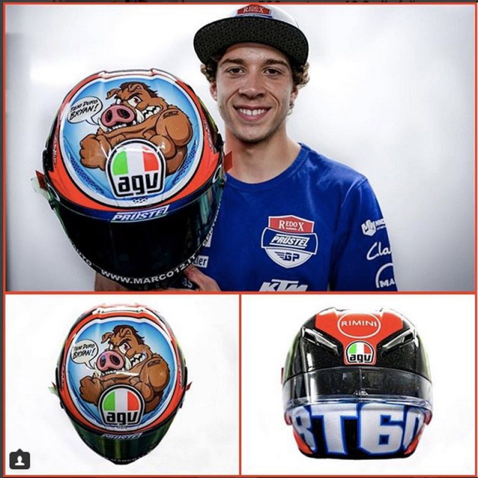 Moto3: Bezzecchi: un casco per l'amico Toccaceli