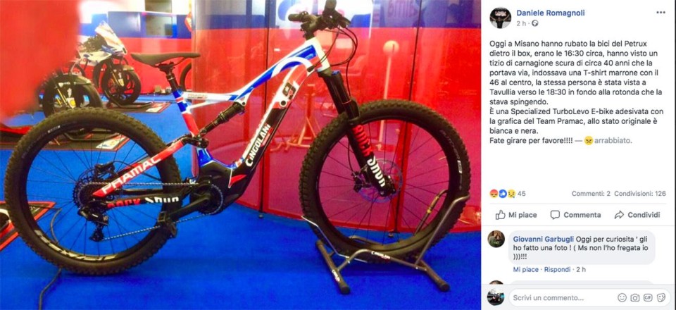 MotoGP: Furto in Pramac: rubata la bicicletta di Danilo Petrucci