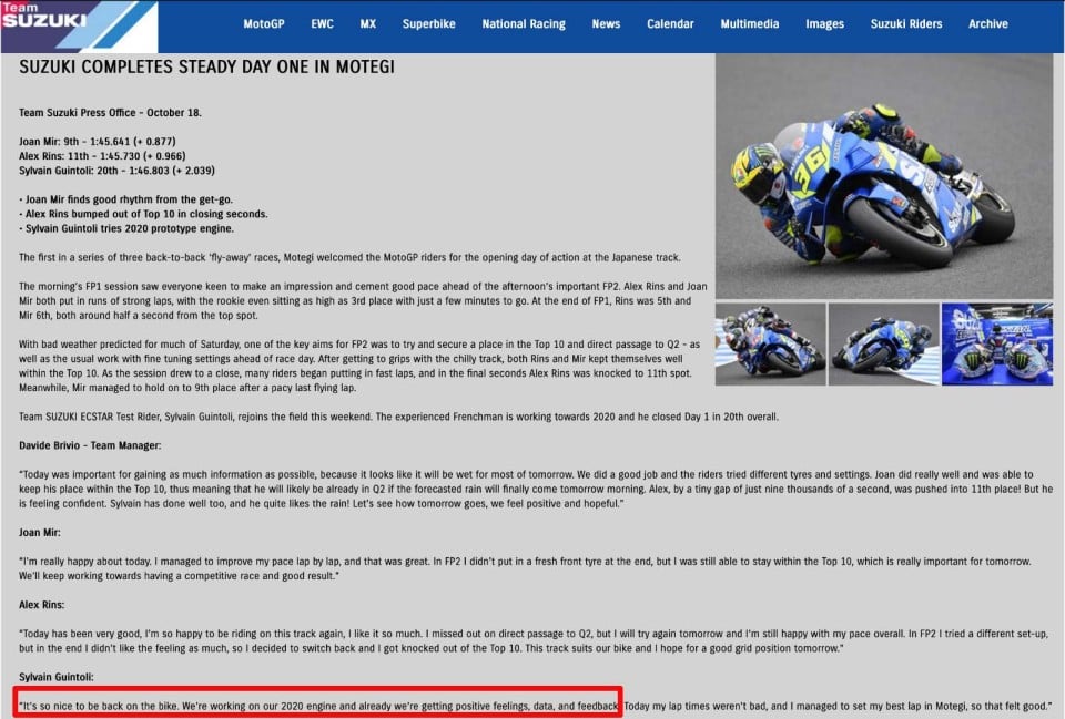 MotoGP: Squalifica Guintoli-Suzuki per motore irregolare: scoperto il delatore
