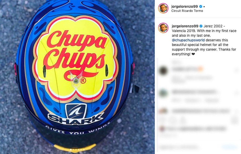 MotoGP: Jorge Lorenzo correrà a Valencia con il Chupa Chups sul casco