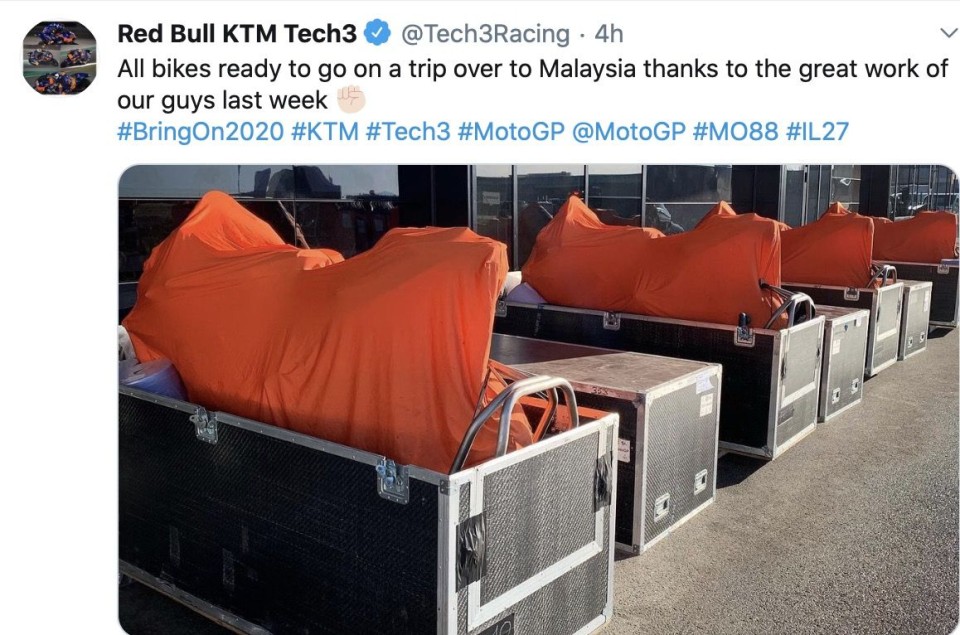 MotoGP: KTM impacchetta le KTM per Sepang