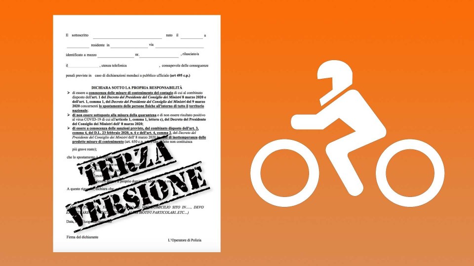 Moto - News: Modulo autocertificazione, terza versione: cosa cambia e come scaricarla