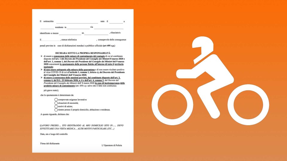 Moto - News: Coronavirus: nuovo modello autocertificazione, ecco come cambia