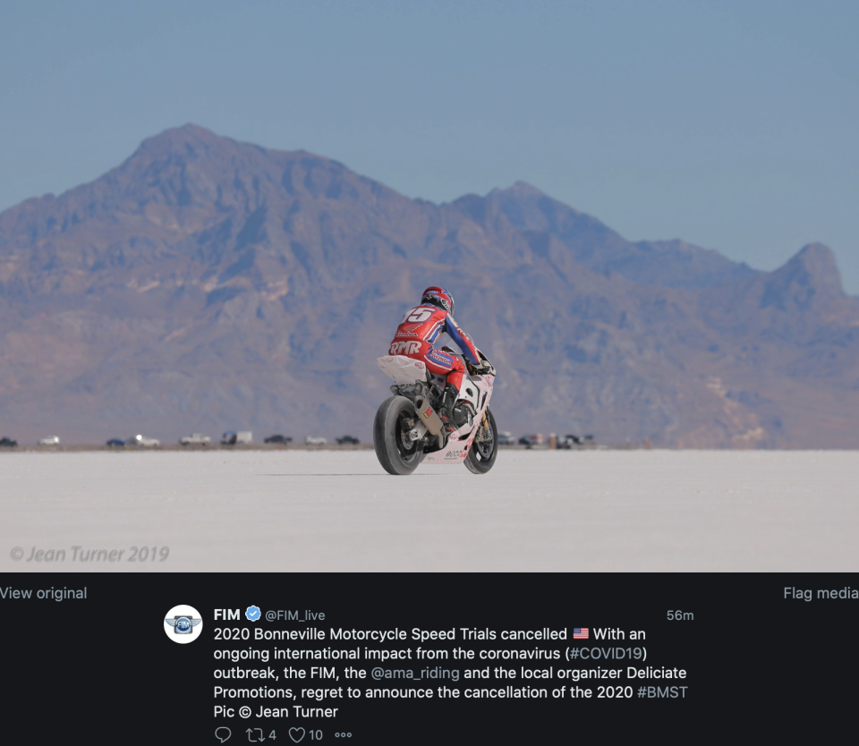 News: 2020 Bonneville Motorcycle Speed Trials cancelled