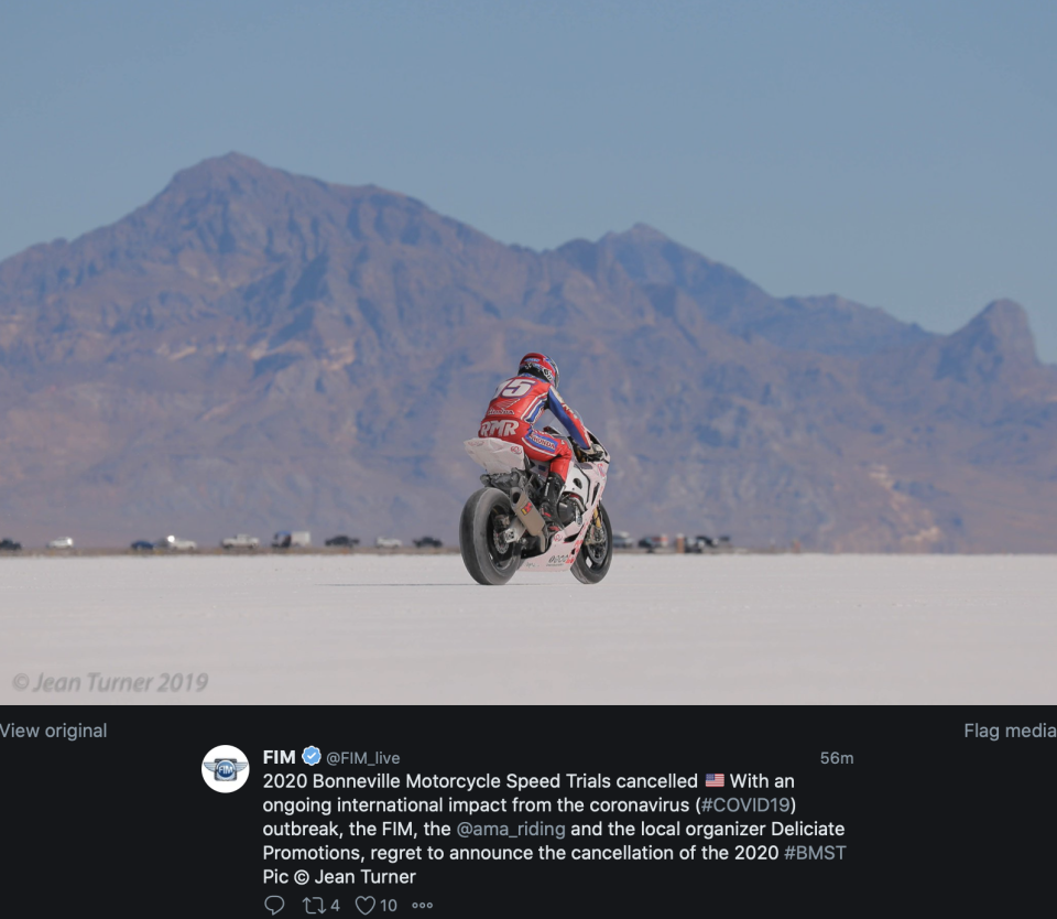 News: Cancellato il Bonneville Motorcycle Speed Trials 2020