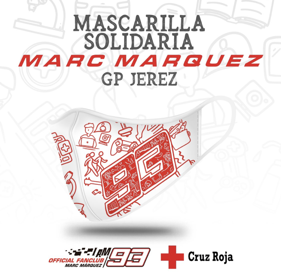 MotoGP: “Pushing Ahead Together”: la mascherina di Marquez per la Croce Rossa