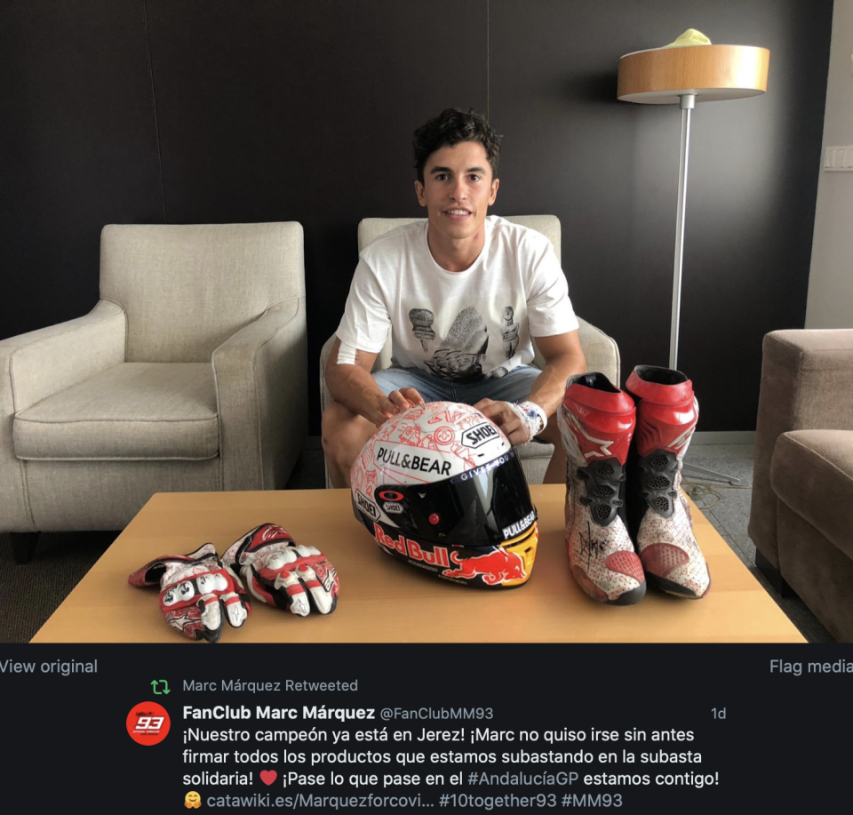 MotoGP: Prosegue l'asta per la Croce Rossa dei fratelli Marquez, Marc e Alex