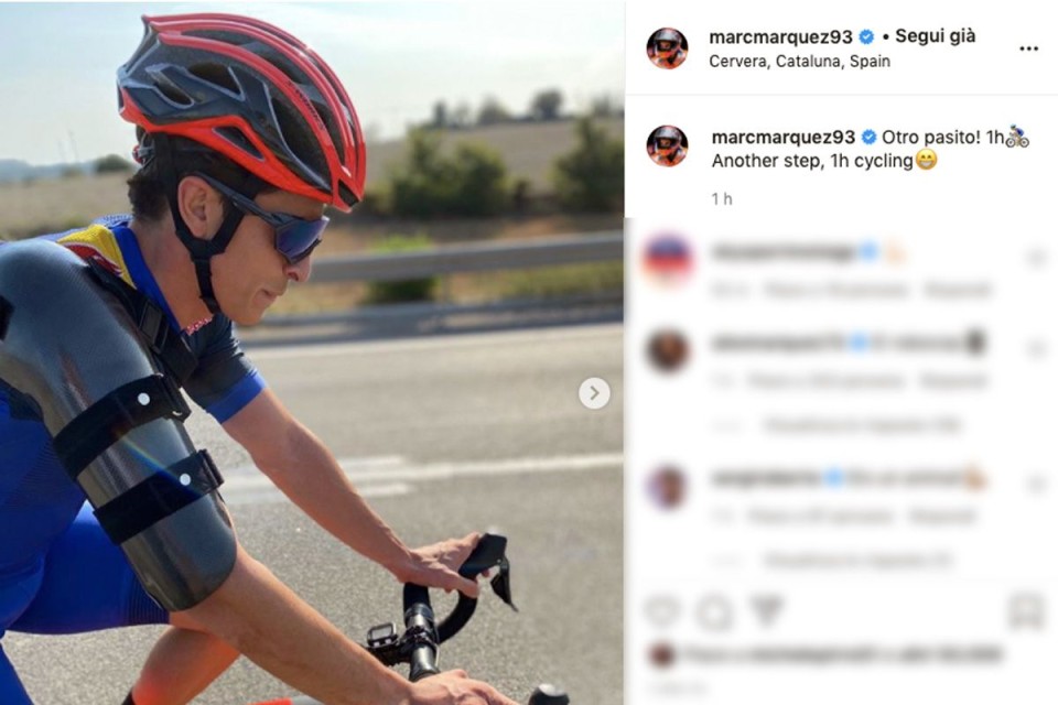 MotoGP: Marc Marquez torna in sella: per ora in bici, presto in moto