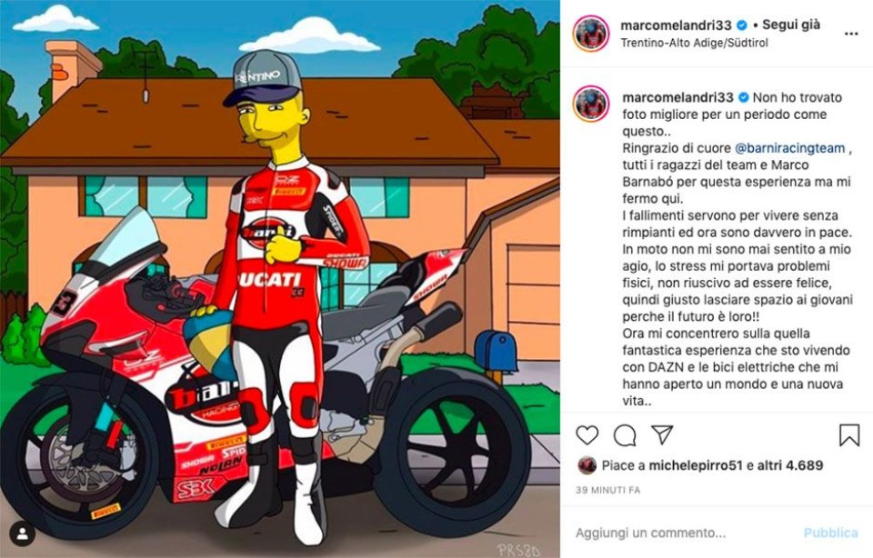 SBK: Marco Melandri e quel secondo addio alla Ducati nei panni di un Simpson