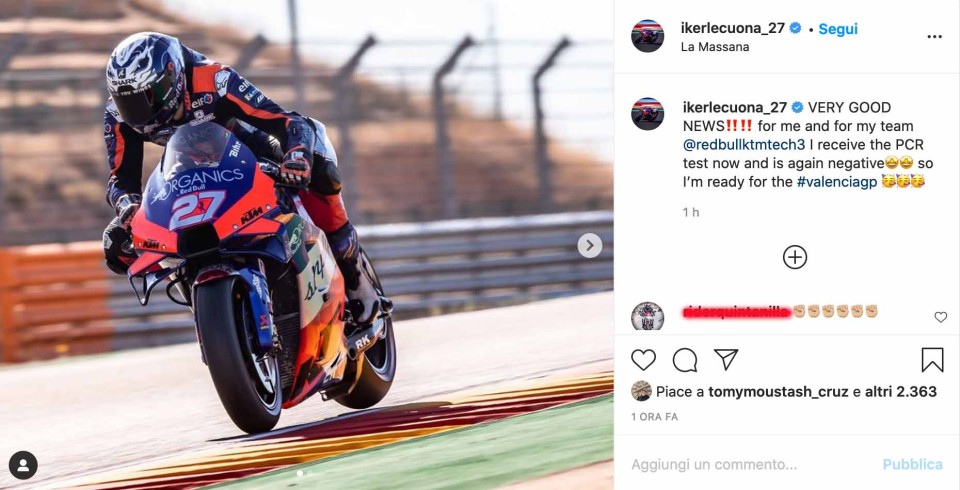 MotoGP: Iker Lecuona negativo: KTM Tech 3 ritrova il suo pilota a Valencia
