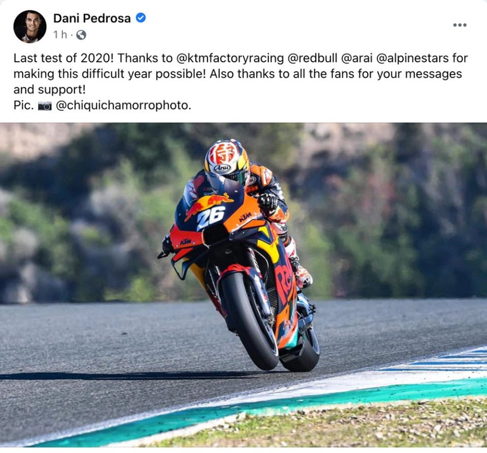 MotoGP: Dani Pedrosa e KTM chiudono il 2020 con un ultimo test a Jerez