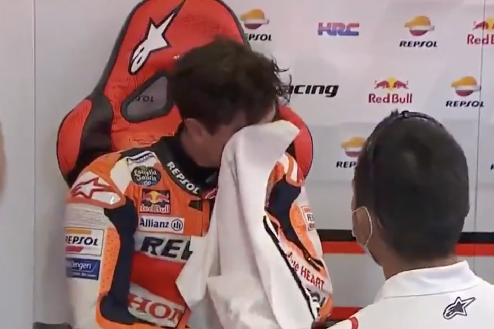 MotoGP: Eroico Marquez a Portimao: finisce 7° e si commuove nel box Honda