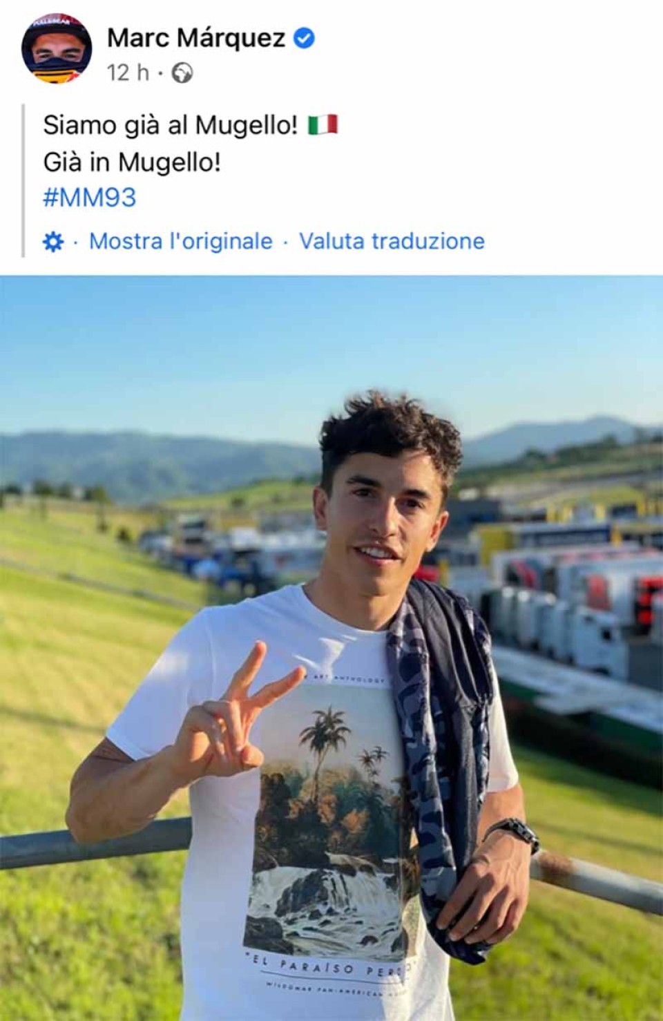 MotoGP: Marc Marquez su Facebook: sono arrivato al Mugello: i suoi risultati