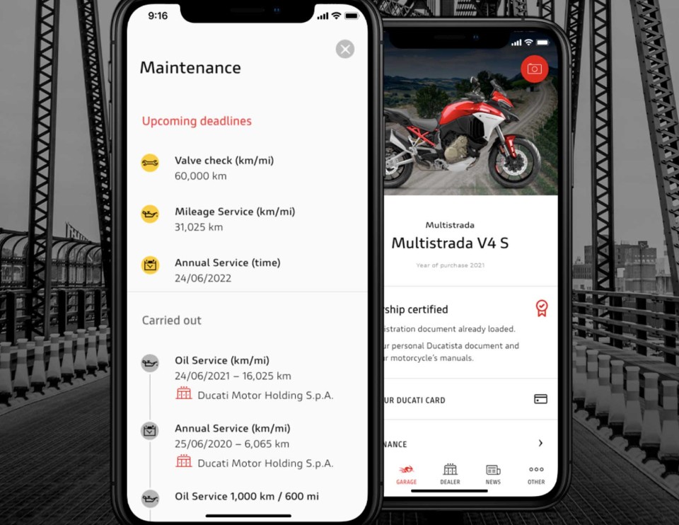 Moto - News: MyDucati App si evolve con l'introduzione della sezione manutenzione