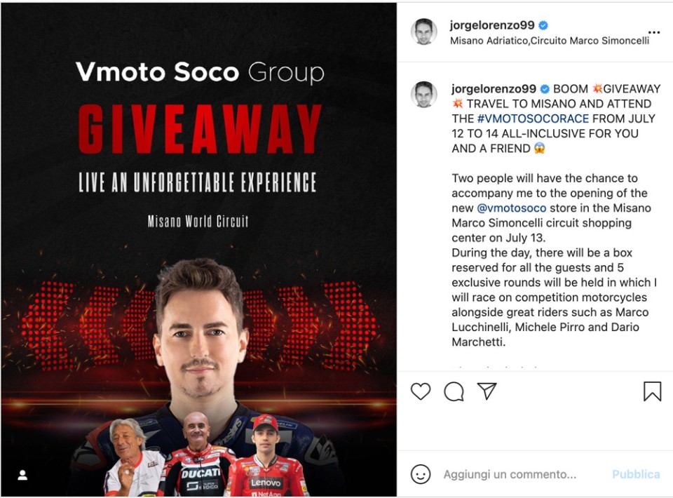 News: Vai su Instagram e vinci un fine settimana con Jorge Lorenzo a Misano