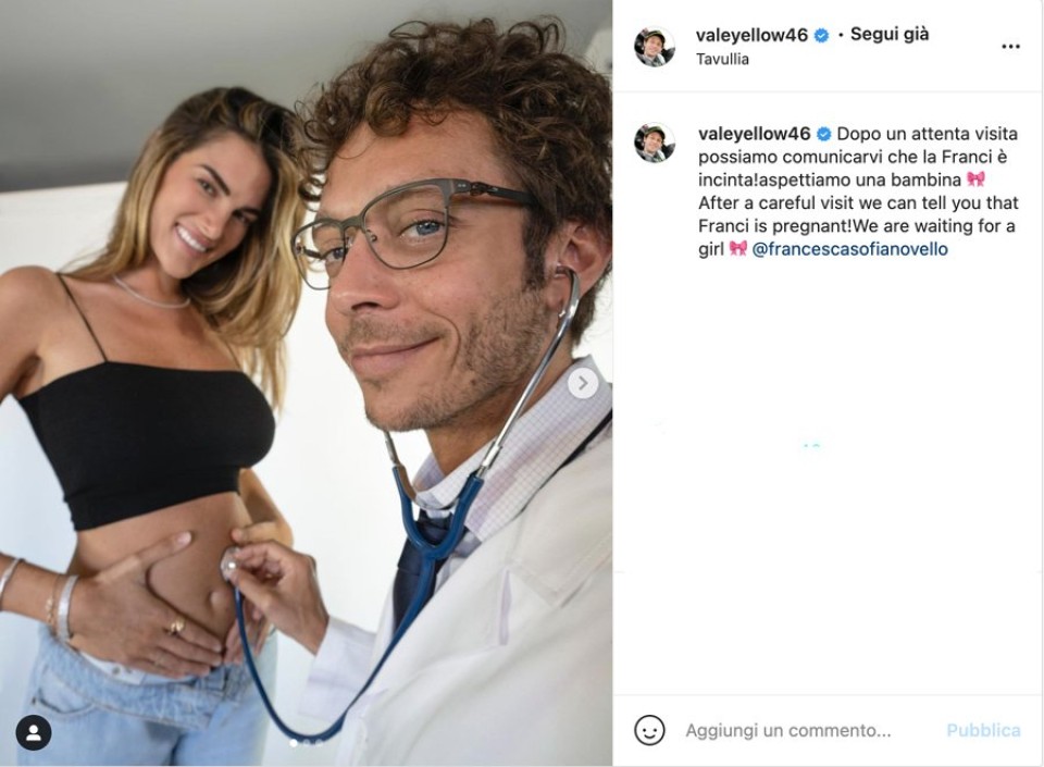 MotoGP: Valentino Rossi: il Dottore diventa papà, una figlia in arrivo