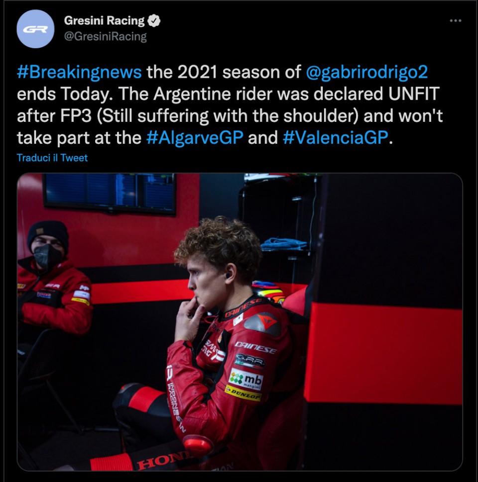 Moto3: ULTIM'ORA - Stagione finita per Gabriel Rodrigo: fermato dopo le FP3 Moto3: ULTIM'ORA - Stagione finita per Gabriel Rodrigo: fermato dopo le FP3