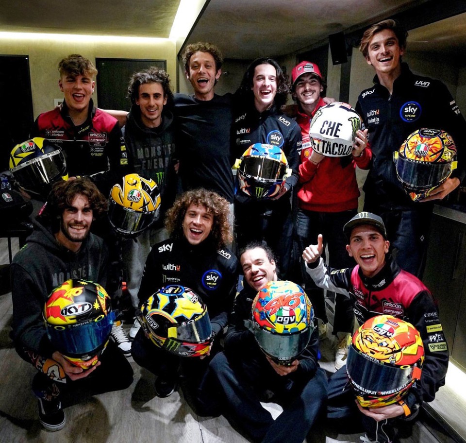 MotoGP: Nine’s a charm with Valentino: Academy riders in Valencia with Rossi's helmets