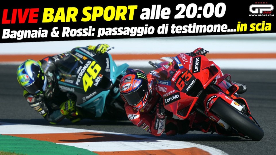 MotoGP: LIVE Bar Sport alle 20:00 - Bagnaia & Rossi: passaggio di testimone...in scia