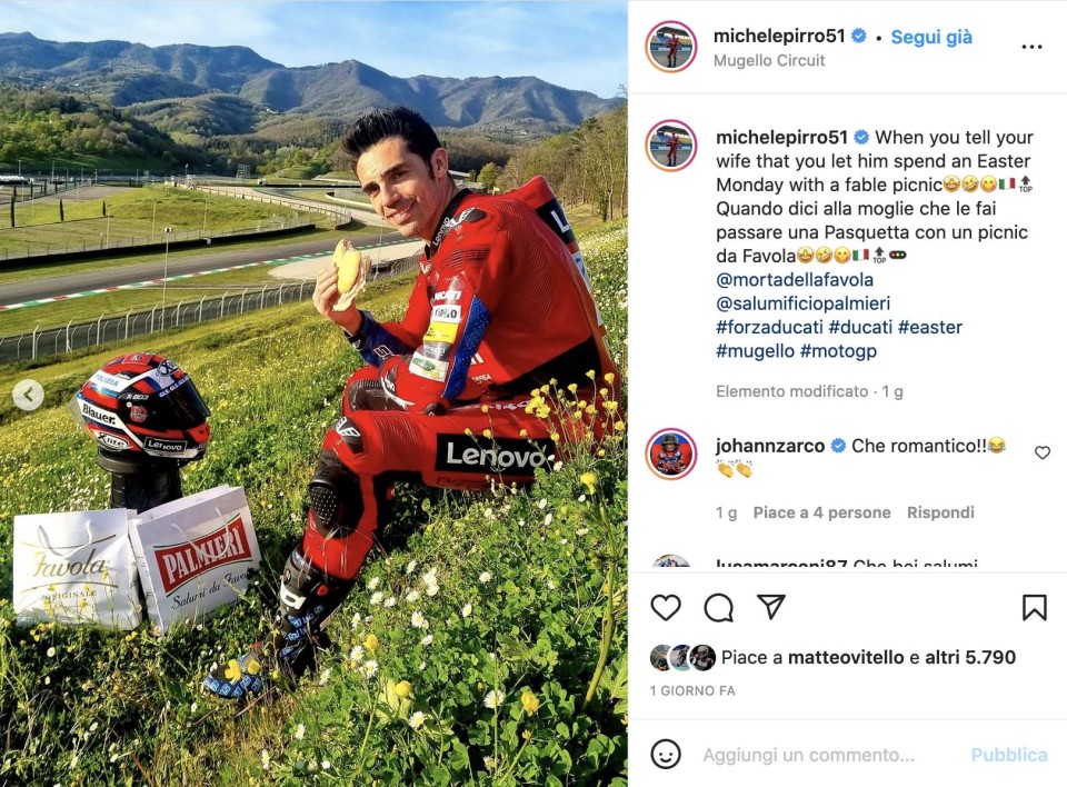 MotoGP: Michele Pirro, Easter picnic with surprise at Mugello