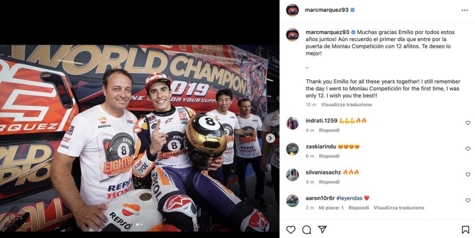 MotoGP: Marquez saluta Alzamora: 