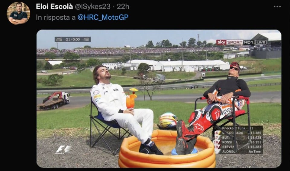 MotoGP: Marc Marquez diventa un meme: al Louvre o con Alonso a prendere il sole