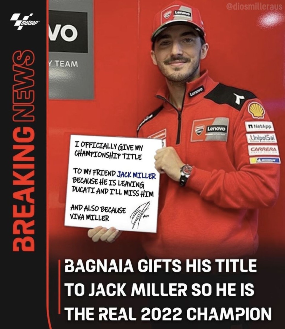 MotoGP: Bagnaia gives his world championship to Jack Miller, Viva Miller is the champion!