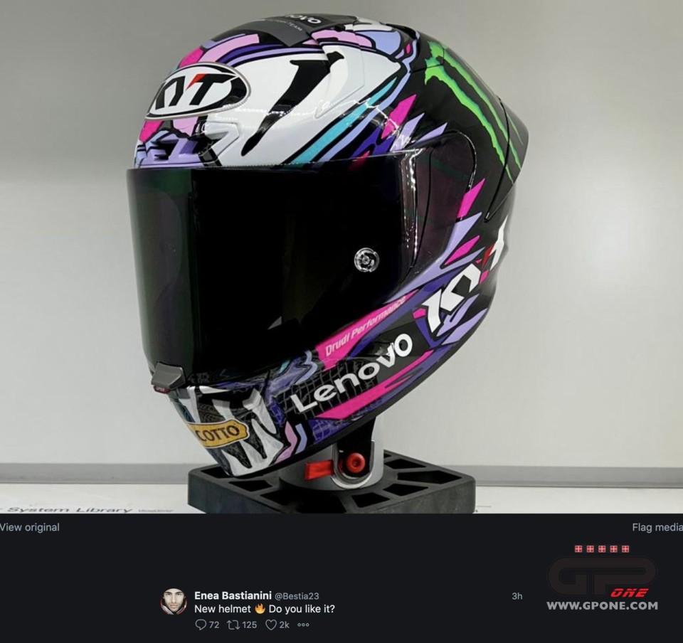 MotoGP: La 'Bestia', Enea Bastianini, svela il suo nuovo casco per i test di Sepang