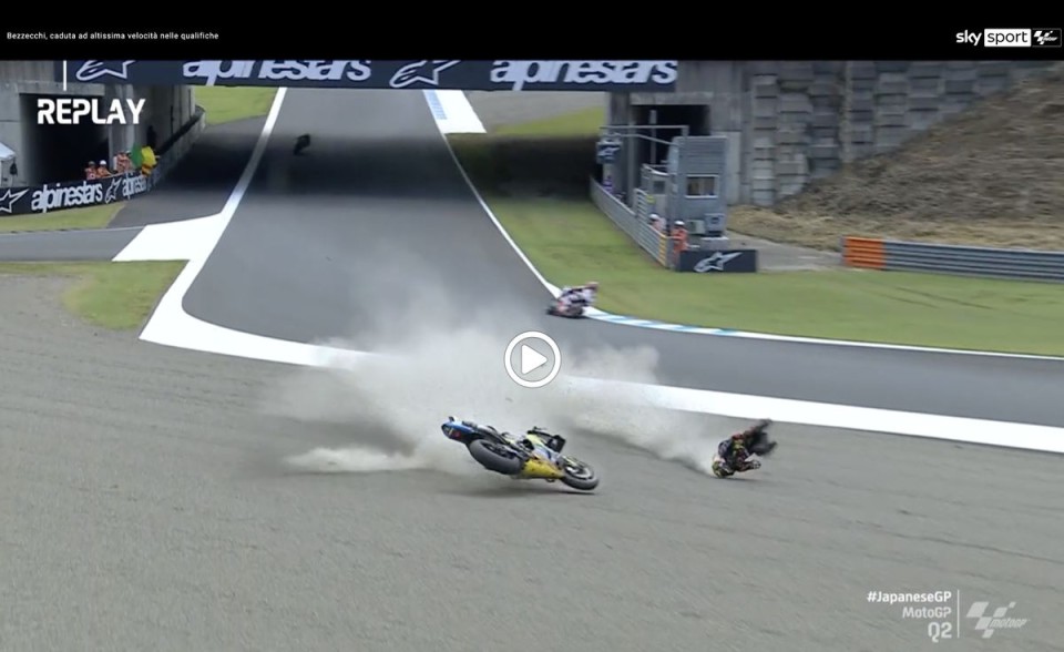 MotoGP: VIDEO - Really bad fall for Bezzecchi in Q2, luckily he's fine